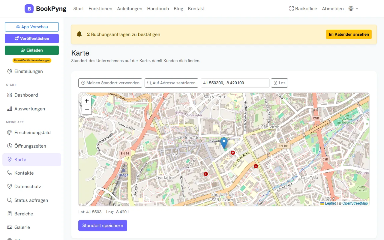 Der Standort auf der Karte.