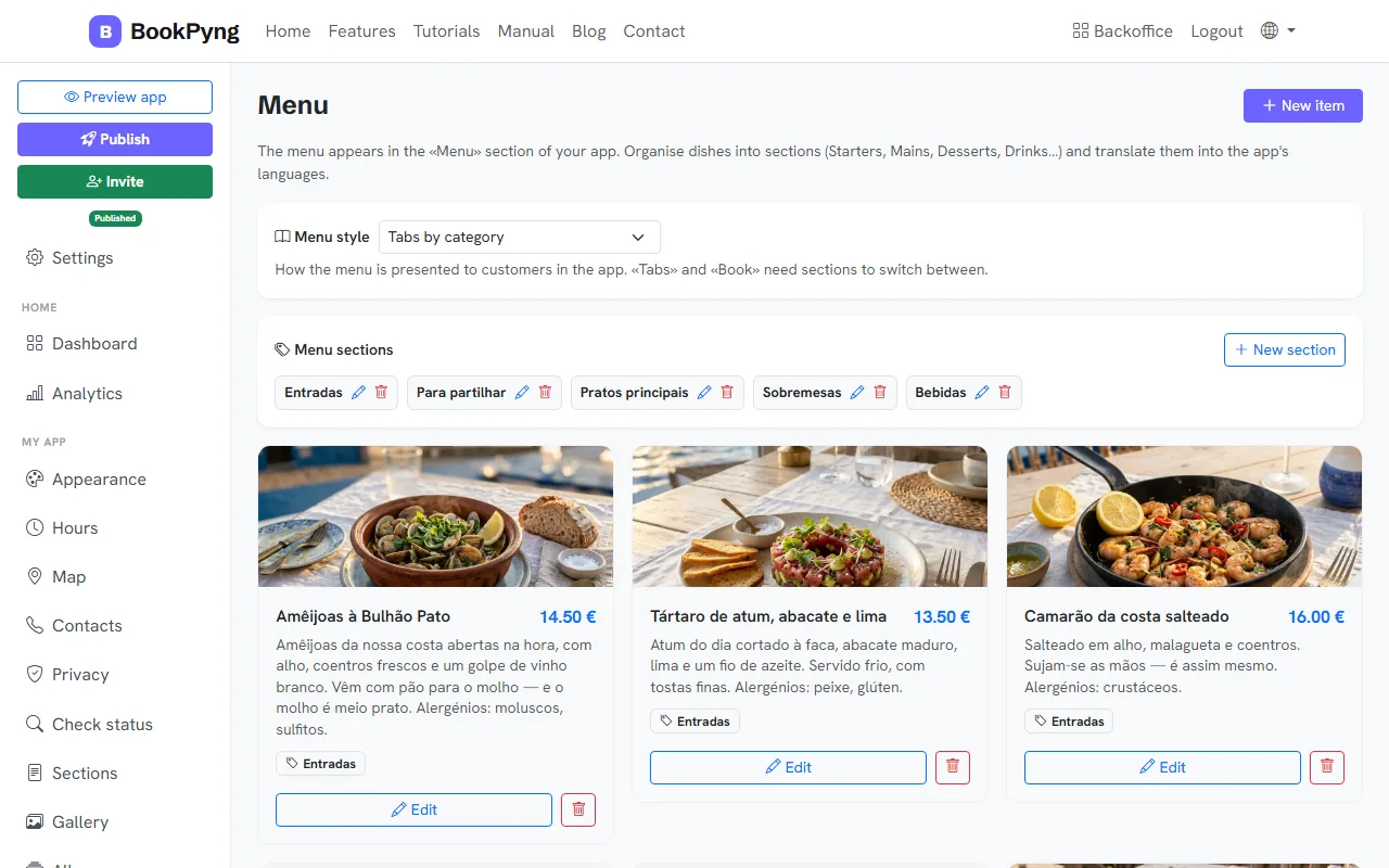 A restaurant menu.