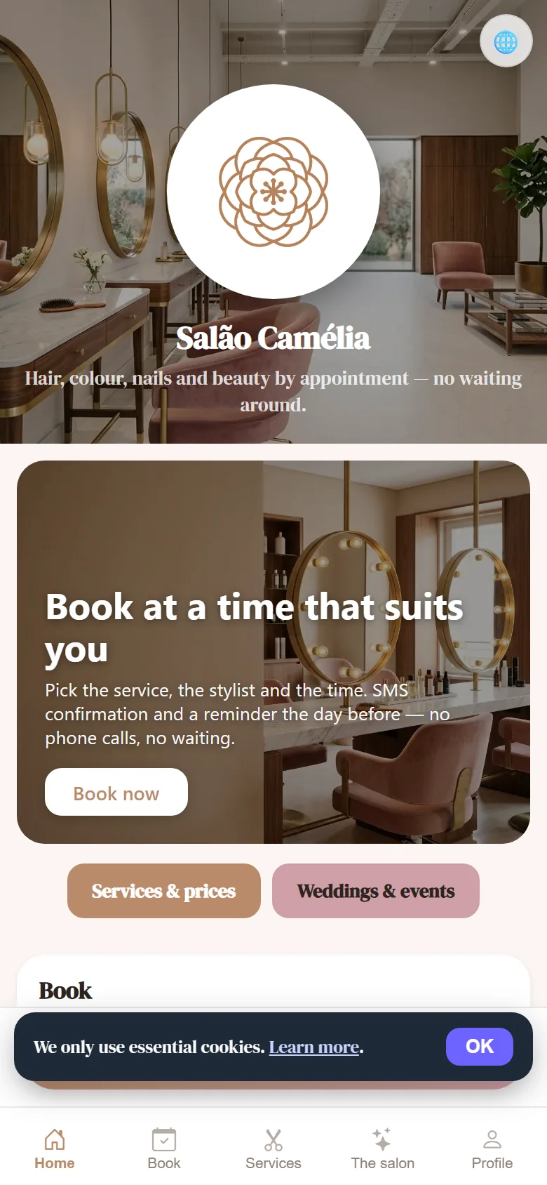 The app as the customer sees it on their phone.